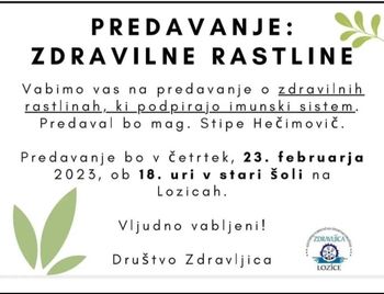 Predavanje: Zdravilne rastline; na Lozicah 