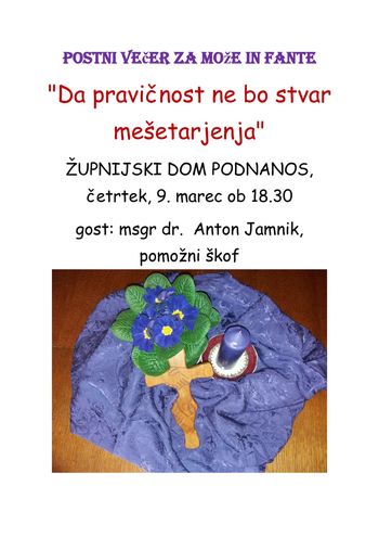 Postni večer za može in fante "Da pravičnost ne bo stvar mešetarjenja"