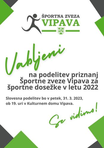 Podelitev priznanj za športne dosežke v letu 2022