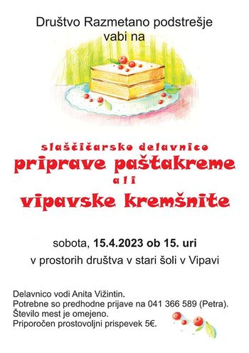 Slaščičarska delavnica: Priprava paštakreme 