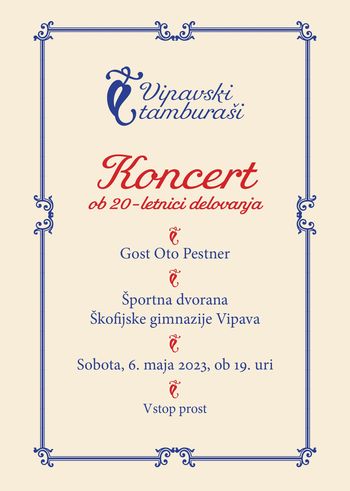 Koncert ob 20-letnici delovanja: VIPAVSKI TAMBURAŠI