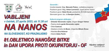 Slovesnost ob 81. obletnici nanoške bitke in dan upora proti okupatorju