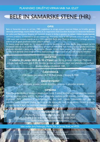 POHOD: Bele in Samarske stene (HR)