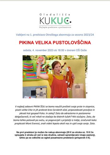 Otroška predstava: PIKINA VELIKA  PUSTOLOVŠČINA