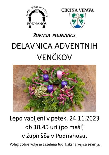 Delavnica pletenja adventnih venčkov v Podnanosu