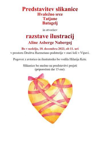 Predstavitev slikanice Hvaležno srce Tatjane Batagelj 