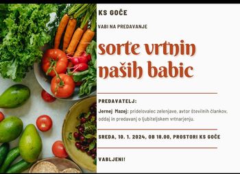 Predavanje: Sorte vrtnin naših babic; na Gočah