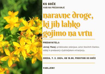 Predavanje: Naravne droge, ki jih lahko gojimo na vrtu