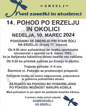 ODPOVEDANO: 14. POHOD PO ERZELJU IN OKOLICI