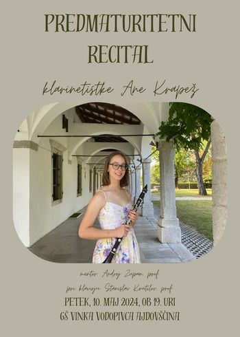 Predmaturitetni recital - klarinetistka Ana Krapež