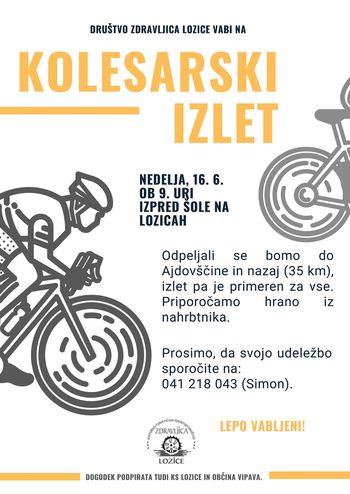 Kolesarski izlet Lozice - Ajdovščina - Lozice. 