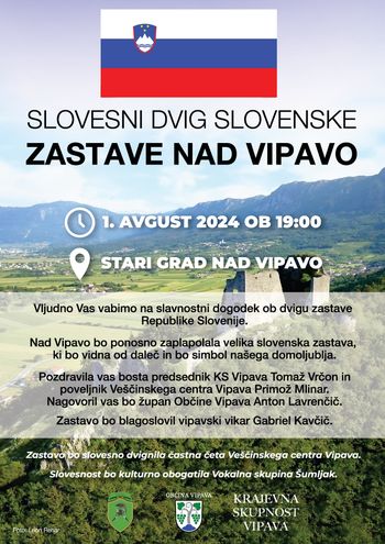 Slovesen dvig slovenske zastave nad Vipavo