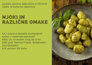 Kuharska delavnica: Njoki in različne omake 