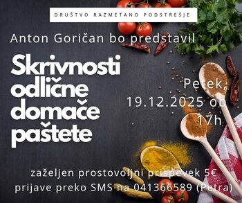 Kulinarična delavnica: Skrivnosti odlične domače paštete