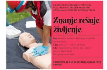 Delavnica o temeljnih postopkih oživljanja z uporabo defibrilatorja 