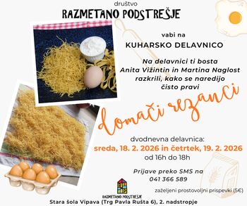 Kuharska delavnica: Izdelava domačih rezancev