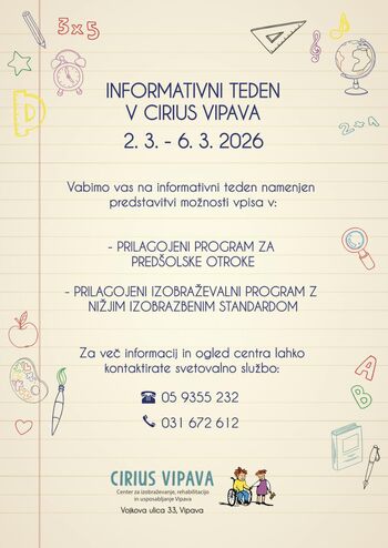 Informativni teden v CIRIUS Vipava Informativni teden v CIRIUS Vipava