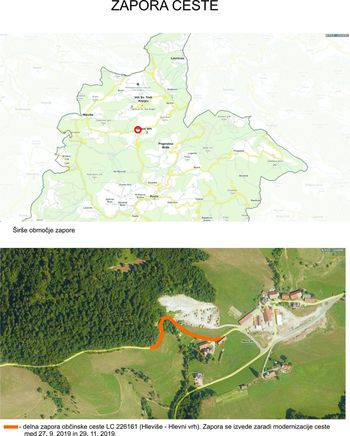 Delna zapora ceste Hleviše - Hlevni vrh