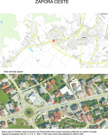 Zapora povezovalne ceste med Tržaško cesto in Partizansko ulico