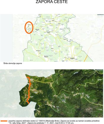 Zapora ceste Medvedje Brdo