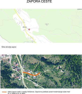 Zapora ceste v naselju Grčarevec