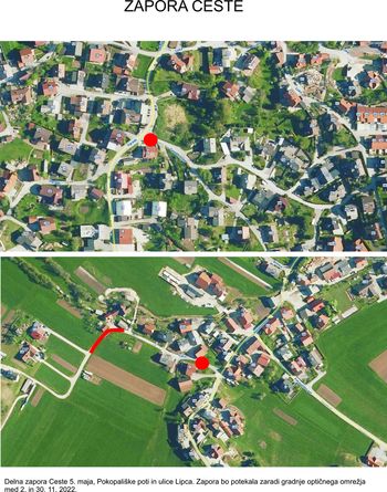 Delna zapora Ceste 5. maja, Pokopališke poti in ulice Lipca