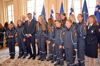 Sprejem mladink PGD Andraž nad Polzelo pri predsedniku države Borutu Pahorju