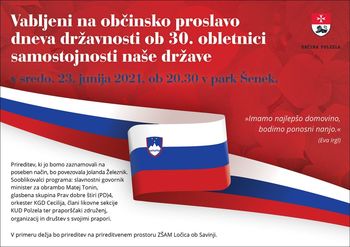 Občinska proslava ob dnevu državnosti - 23. junij 2021