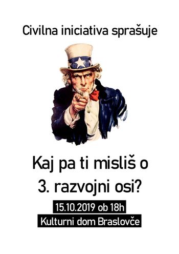 "KAJ PA TI MISLIŠ O 3. RAZVOJNI OSI?" v torek,15.10.2019ob 18.00 uri v Kulturnem domu Braslovče