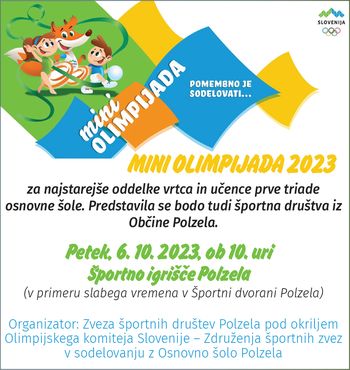 MINI OLIMPIJADA – petek, 6. 10. 2023, ob 10. uri – Športno igrišče Polzela
