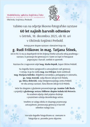 60 let najinih barvnih odtenkov: razstava članov likovne sekcije KUD Polzela Rudija Friškovca in Tatjane Štinek