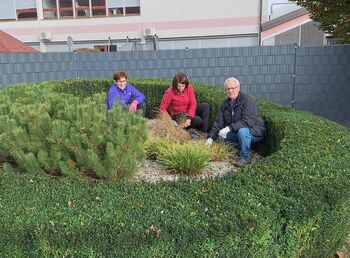 Uredili cvetlično gredo Uredili cvetlično gredo