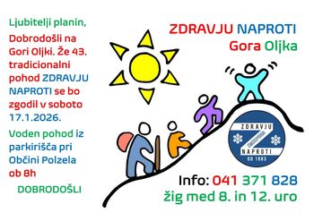 43. POHOD ZDRAVJU NAPROTI - sobota, 17. januar 2026 43. POHOD ZDRAVJU NAPROTI - sobota, 17. januar 2026