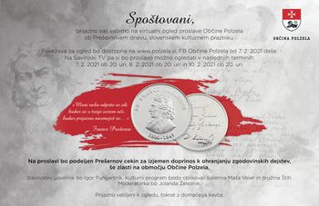 Virtualna proslava ob slovenskem kulturnem prazniku na ogled od 7. februarja 2021 dalje