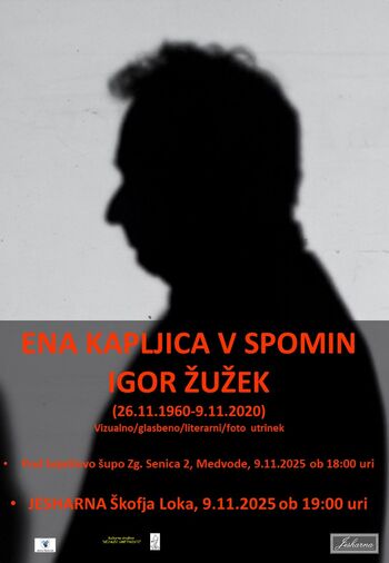 ENA KAPLJICA V SPOMIN IGOR ŽUŽEK (26.11.1960-9.11.2020) Vizualno/glasbeno/literarni/foto utrinek