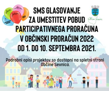 SMS glasovanje za umestitev pobud participativnega proračuna v občinski proračun 2022