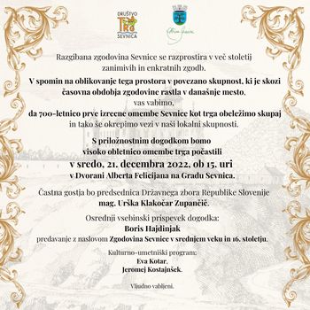 700-letnica prve izrecne omembe Sevnice kot trga