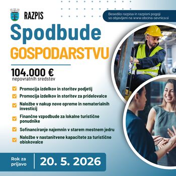 Finančne spodbude za razvoj gospodarstva in kmetijstva na območju občine Sevnica