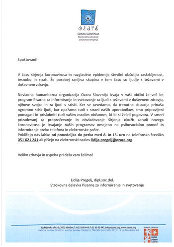 Psihosocialna pomoč ob širjenju koronavirusa Psihosocialna pomoč ob širjenju koronavirusa