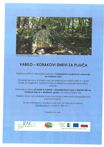 Vabilo - program brezplačne rekreacije na         Fobškem kalu