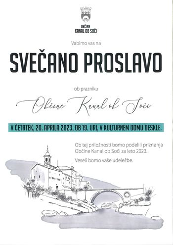 VABILO na svečano proslavo ob prazniku Občine Kanal ob Soči