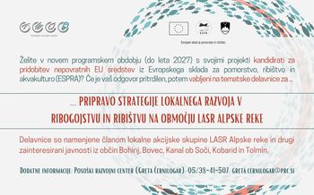 Vabilo na tematsko delavnico za Pripravo strategije lokalnega razvoja v ribogojstvu in ribištvu