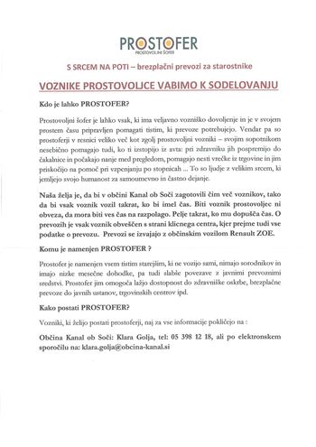 PROSTOFER - Voznike prostovoljce vabimo k sodelovanju