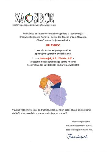 V A B I L O na delavnico Osnove prve pomoči in uporaba defibrilatorja