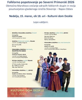 Folklorno popotovanje po severni primorski 2026 Folklorno popotovanje po severni primorski 2026