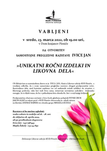Otvoritev samostojne razstave Ivice Jan