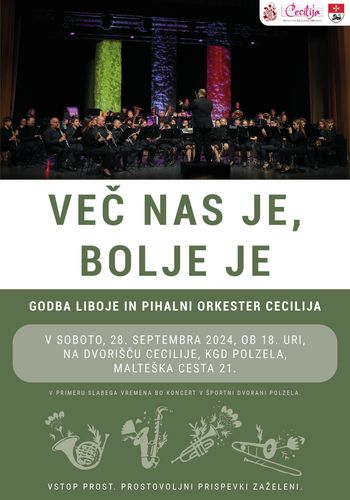 Koncert Pihalnega orkestra Cecilija in Godbe Liboje: "Več nas je, bolje je"