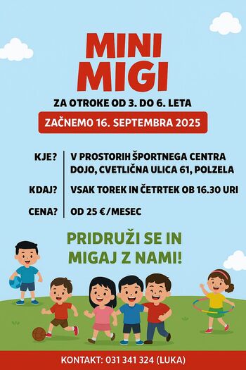Mini migi – gibalna vadba za otroke od 3 do 6 let