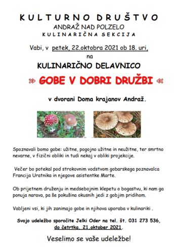 Kulinarična delavnica "Gobe v dobri družbi"