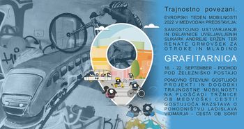 Grafitarnica med vodami - poslikava podhoda pod železniško postajo - ETM 2022 v Medvodah